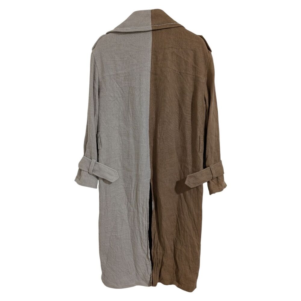 ​Zara Women's Two-Tone 100% Linen Oversized Trench Coat Size M - Picture 3 of 10